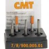 CMT Jeu De Fraise 900.005.01 Jeu De 5 Couteaux Dans Une Boîte En Pvc 8 Mm HM -Accessoires de fraisage soldes 900 005 01 jeu de 5 couteaux dans une boite en pvc 8 mm hm