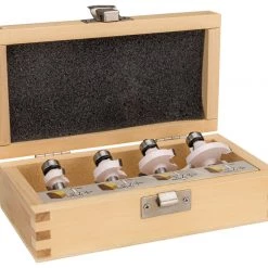 Makita Accessoires D-53534 Jeu De Fraises Pour Arrondir Les Angles Avec Tige à Roulement à Billes Diamètre 8 Mm 4 Pièces Dans Une Mallette En Bois