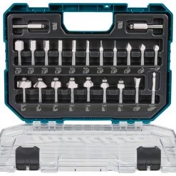 Accessoires de fraisage soldes 23 Makita Accessoires Jeu De Fraise D-74778 Set De Fraisage 8mm 22 Pièces En Coffret Plastique